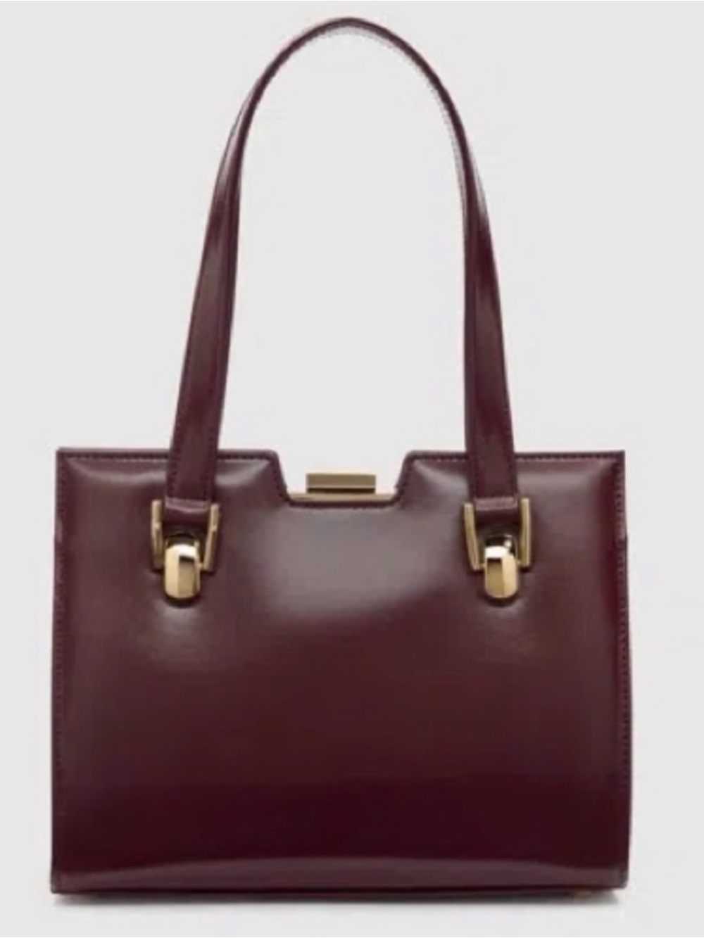 Reformation Burgundy Nara Shoulder Bag with Gold Hardware